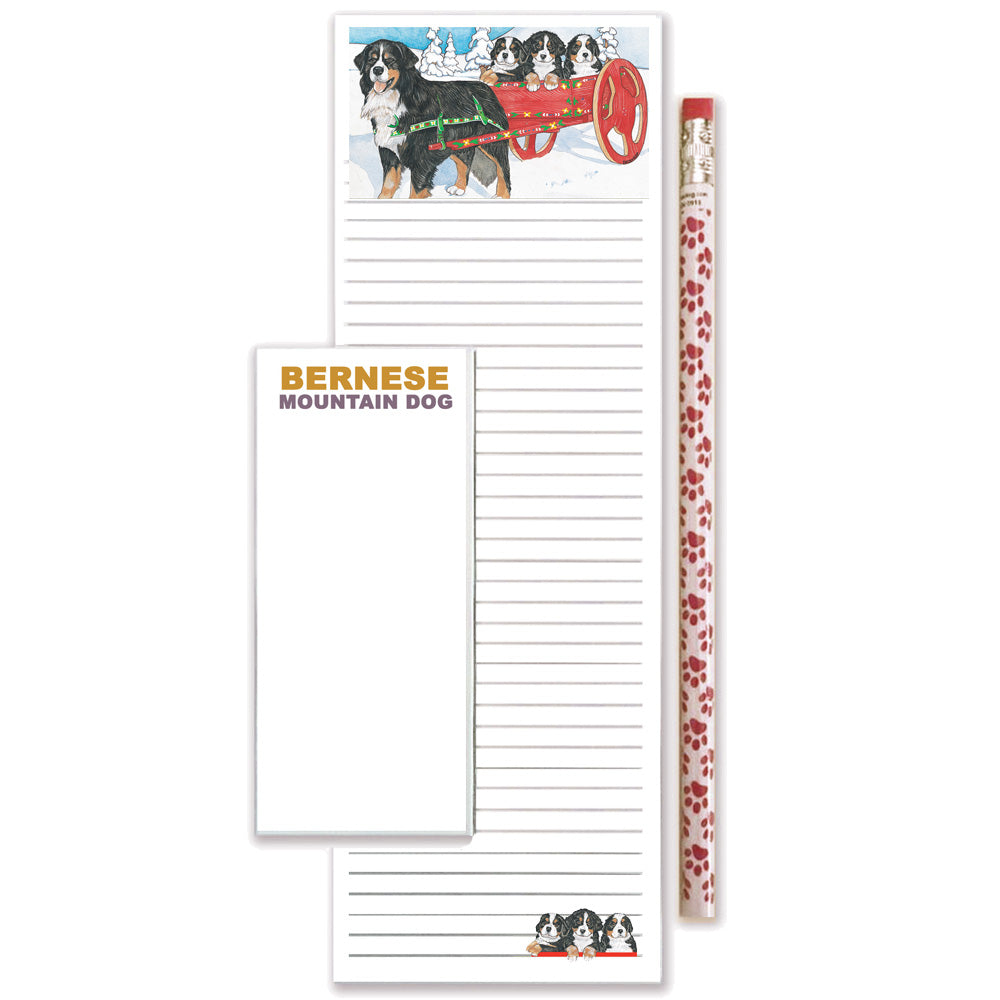 Bernese Mountain Dog To Do List Magnetic Shopping Pad Notepad & Pencil Gift Set - Pipsqueakproductions