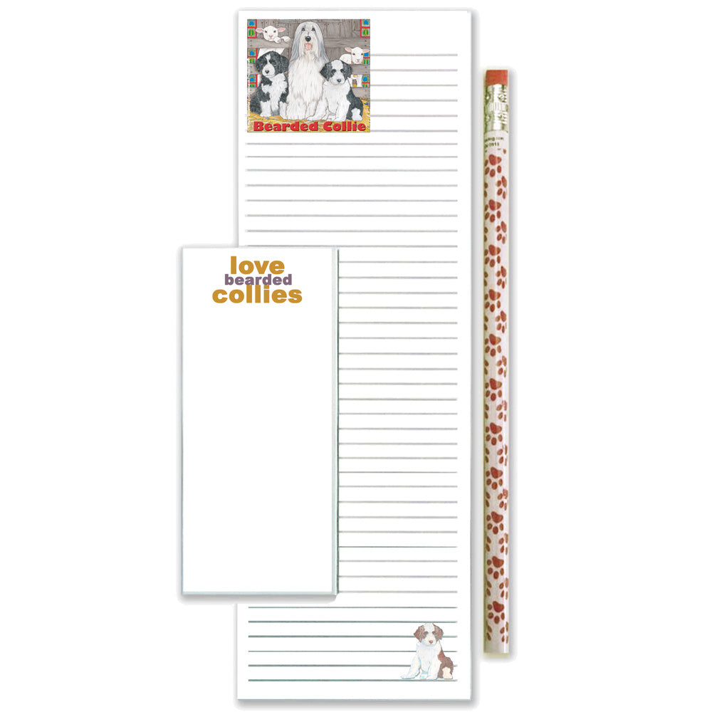 Bearded Collie To Do List Magnetic Shopping Pad Notepad & Pencil Gift Set - Pipsqueakproductions