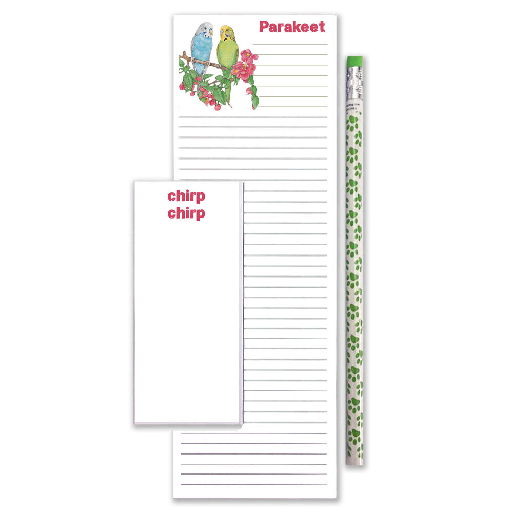 Parrot Parakeet Budgie To Do List Magnetic Shopping Pad Notepad & Pencil Gift Set - Pipsqueakproductions