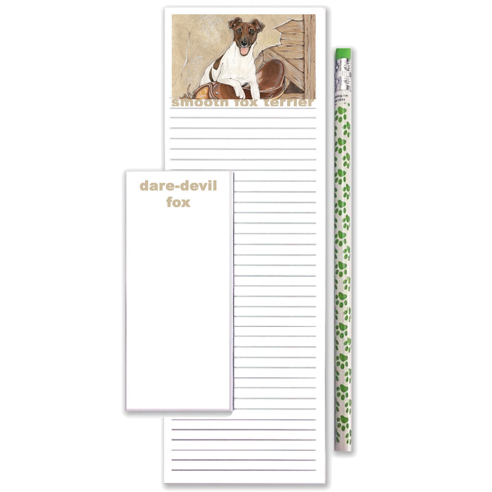 Fox Terrier Smooth To Do List Magnetic Shopping Pad Notepad & Pencil Gift Set - Pipsqueakproductions