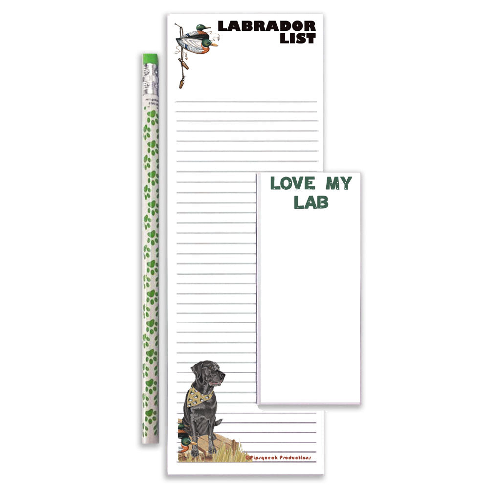 Labrador Retriever Black Lab To Do List Magnetic Shopping Pad Notepad & Pencil Gift Set - Pipsqueakproductions