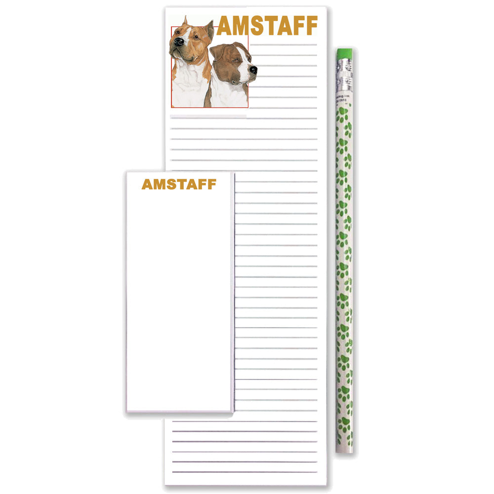 American Staffordshire Terrier Amstaff To Do List Magnetic Shopping Pad Notepad & Pencil Gift Set - Pipsqueakproductions