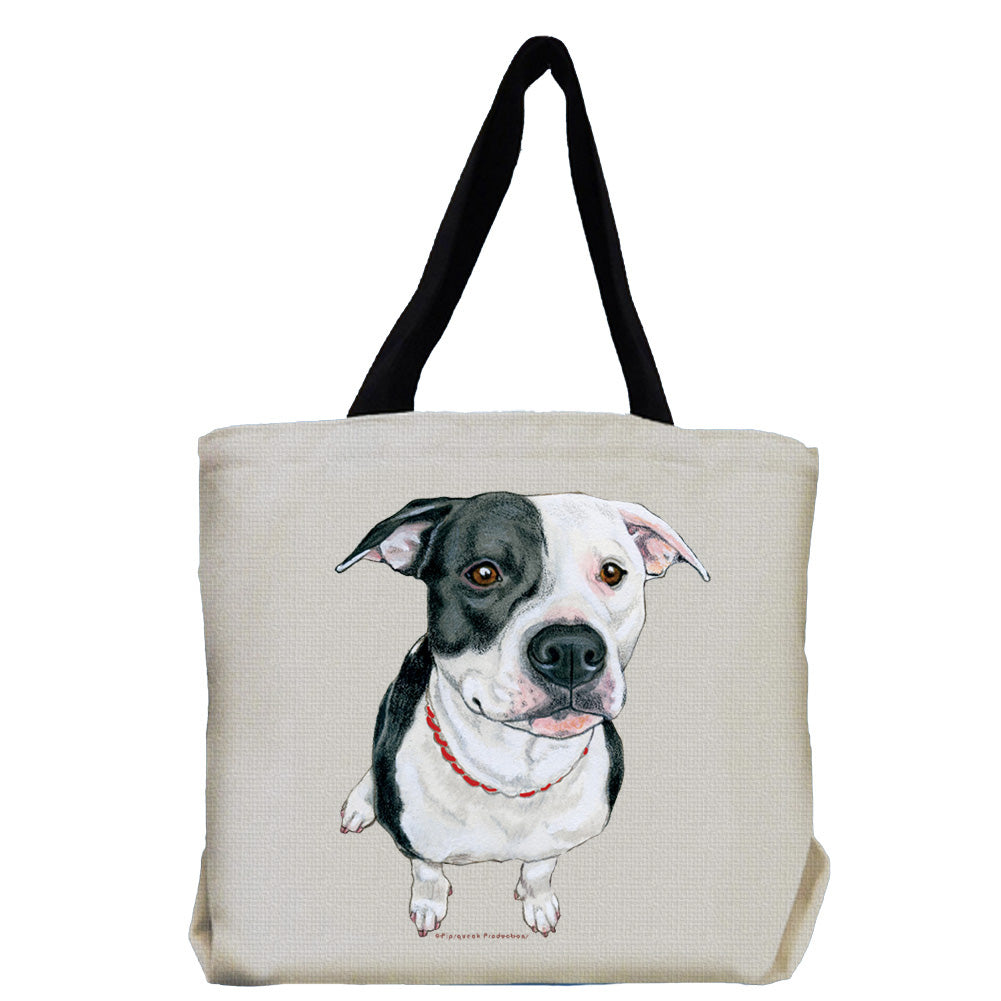 Pit Bull Tote Bag, Black and White Pit Bull Gift - Pipsqueakproductions