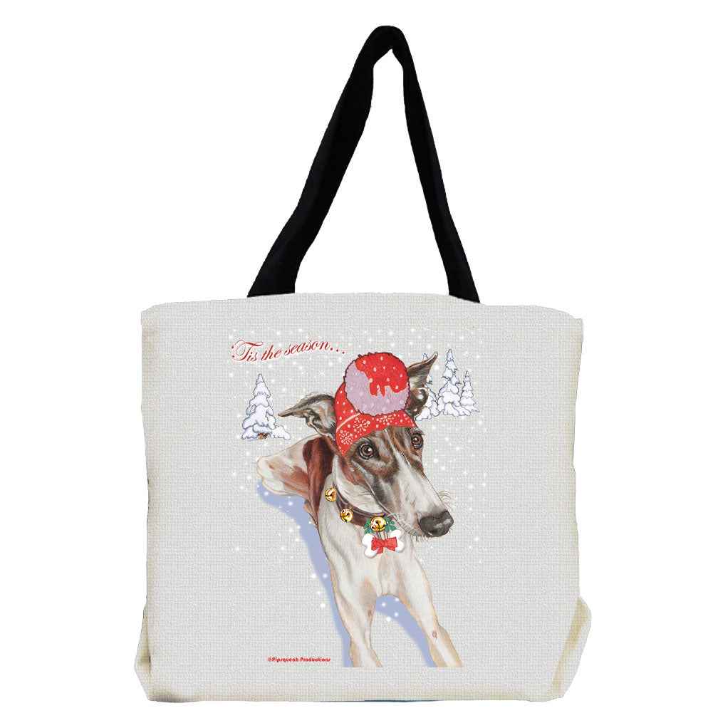 Greyhound Brindle and White Christmas Tote Bag - Pipsqueakproductions