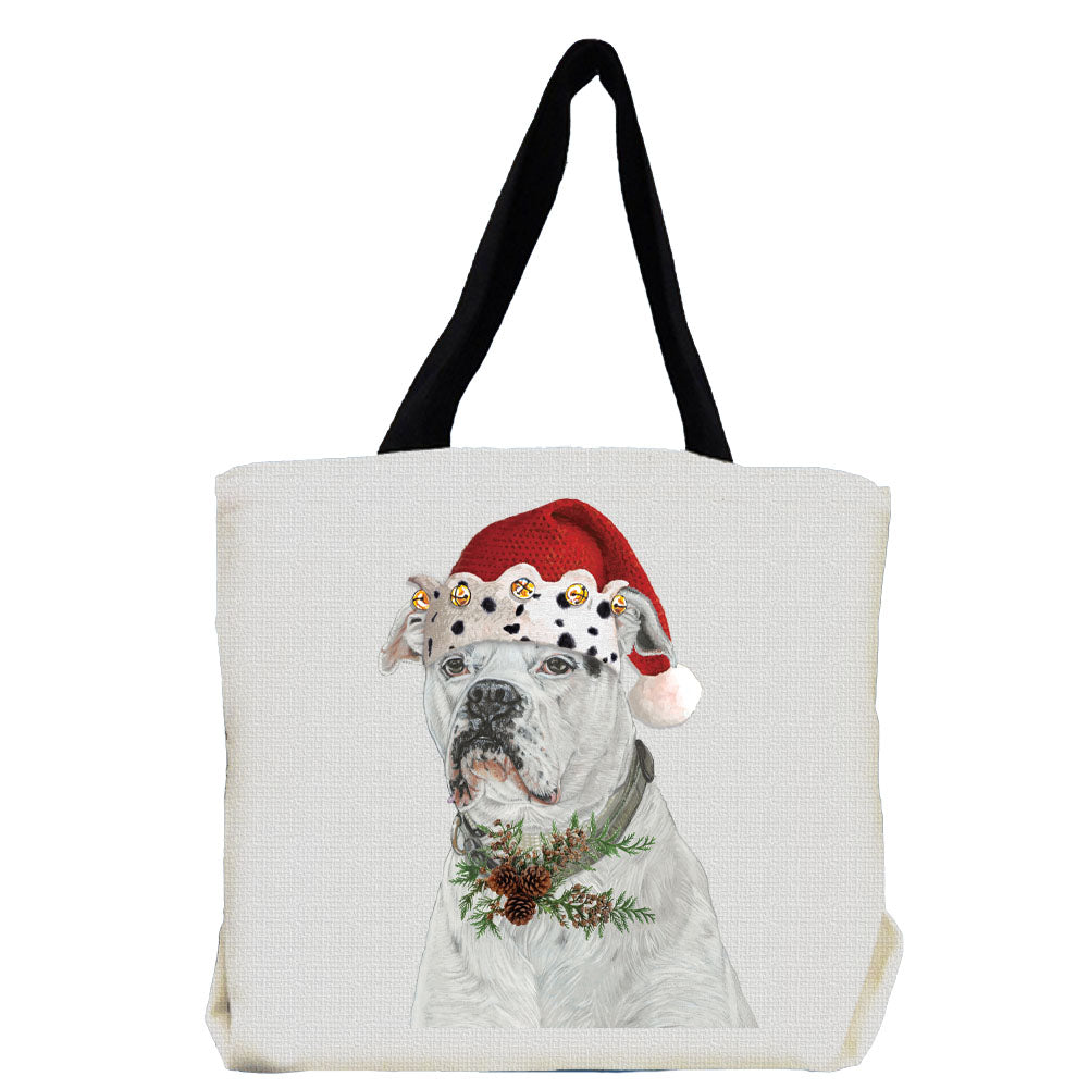 White Boxer Christmas Tote Bag - Pipsqueakproductions