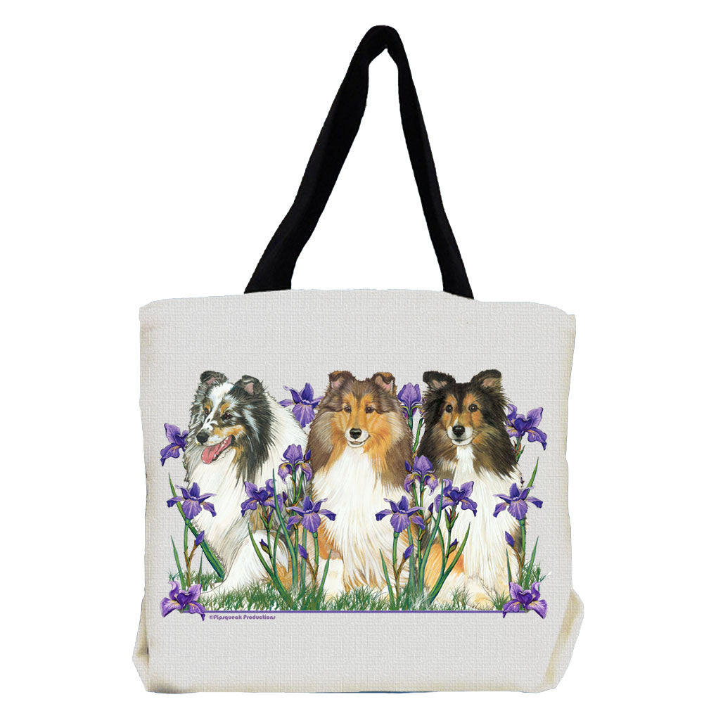 Shetland Sheepdog Sheltie Dog with Flowers Tote Bag - Pipsqueakproductions