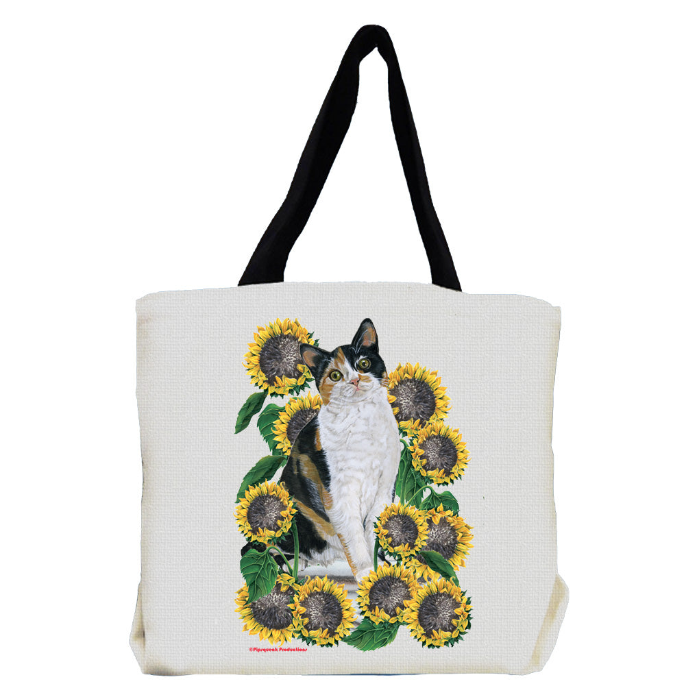 Calico Cat Under the Tuscan Sunflowers Tote Bag - Pipsqueakproductions
