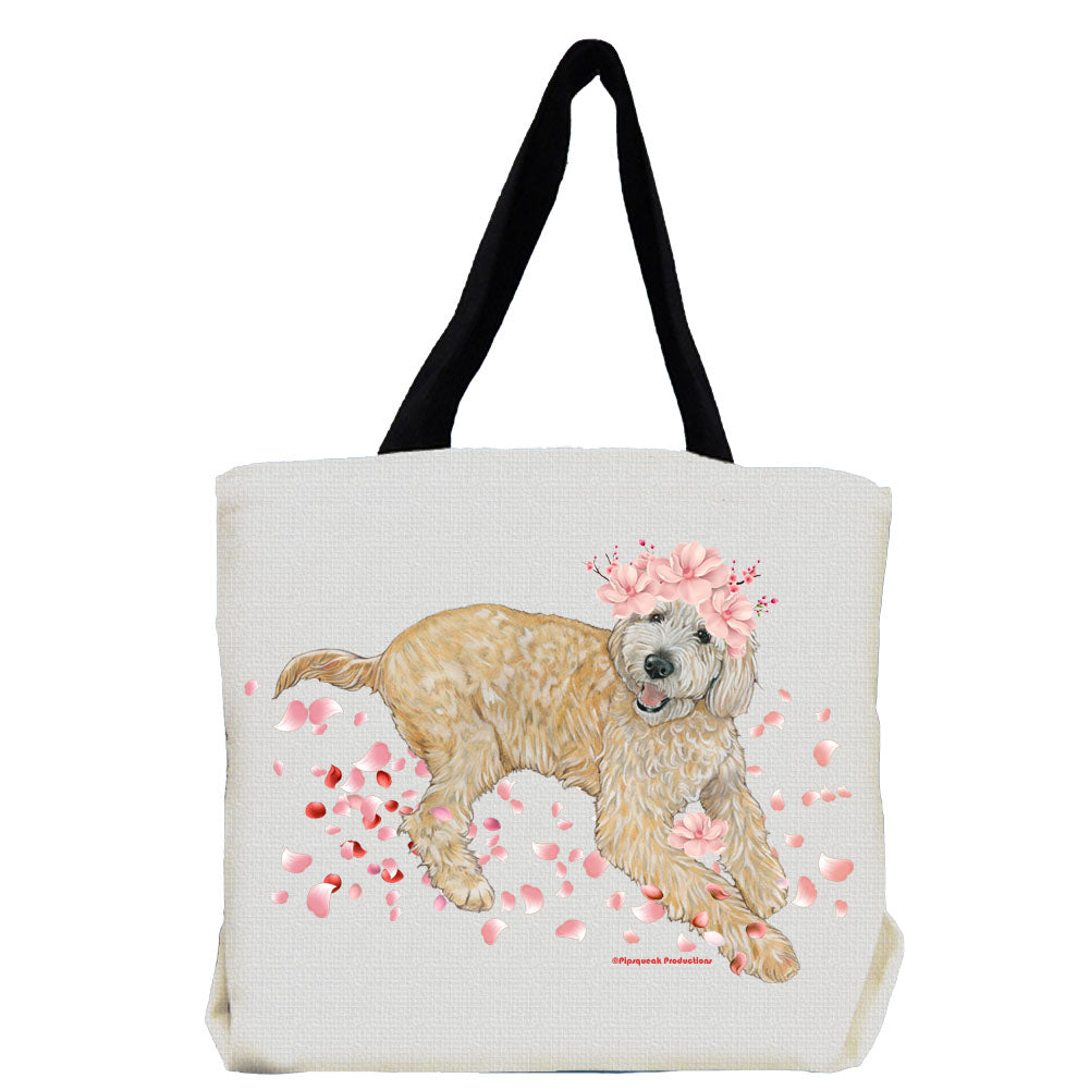 Goldendoodle Labradoodle Dog with Flowers Tote Bag - Pipsqueakproductions