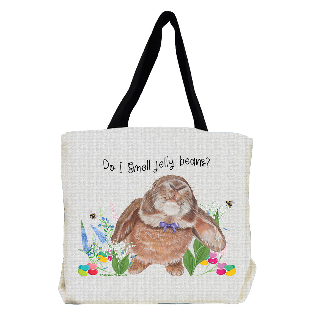 Bunny Floppy Eared Lop Eared Brown Rabbit with Flowers Tote Bag - Pipsqueakproductions