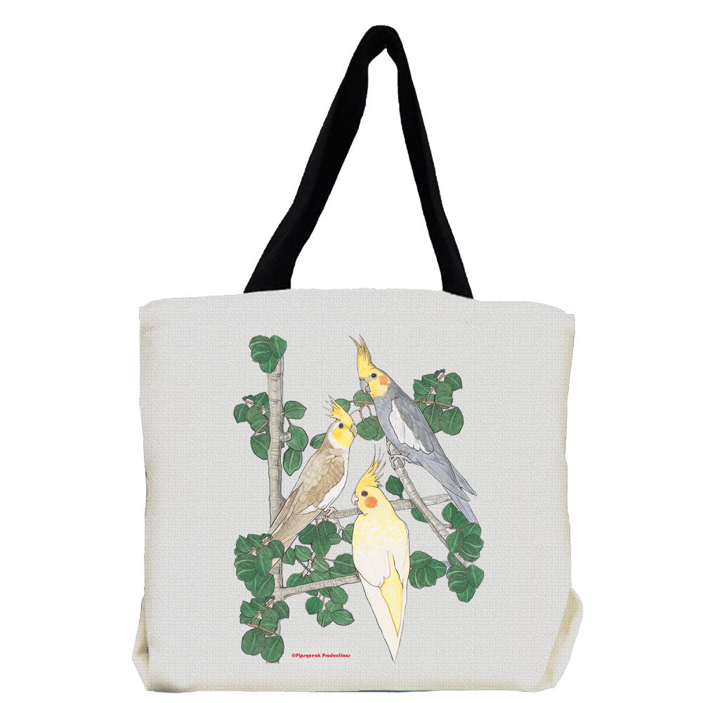 Cockatiel Parrot with Fauna Tote Bag - Pipsqueakproductions