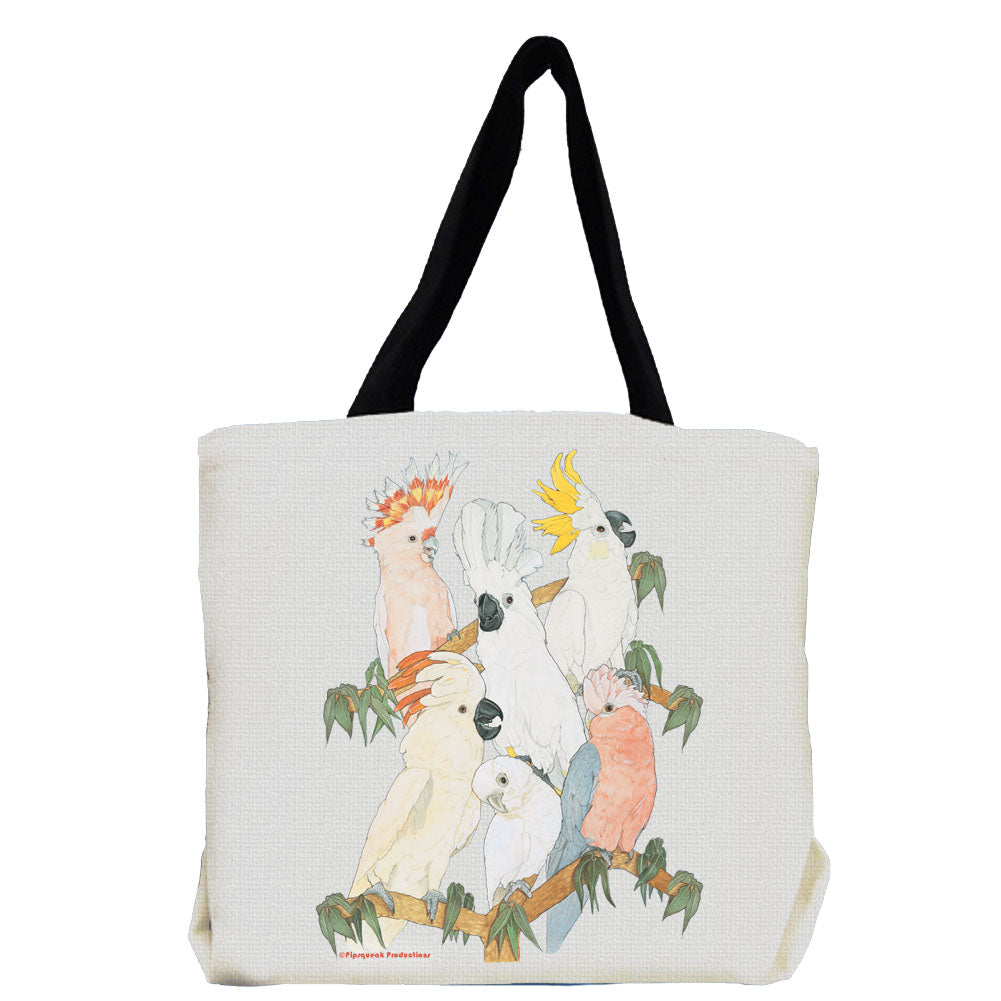 Cockatoo Parrot with Fauna Tote Bag - Pipsqueakproductions
