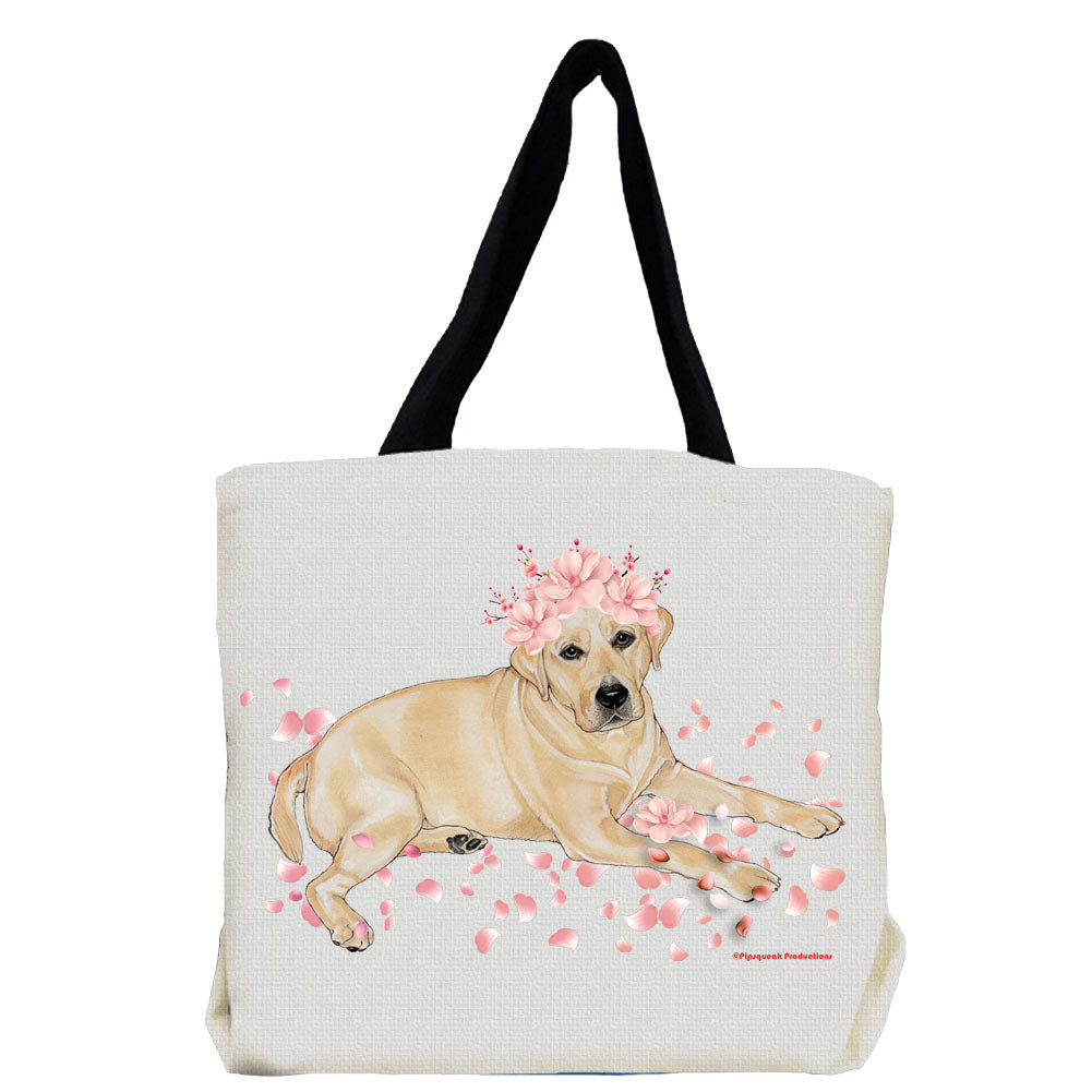 Labrador Retriever Yellow Lab Dog with Flowers Tote Bag - Pipsqueakproductions