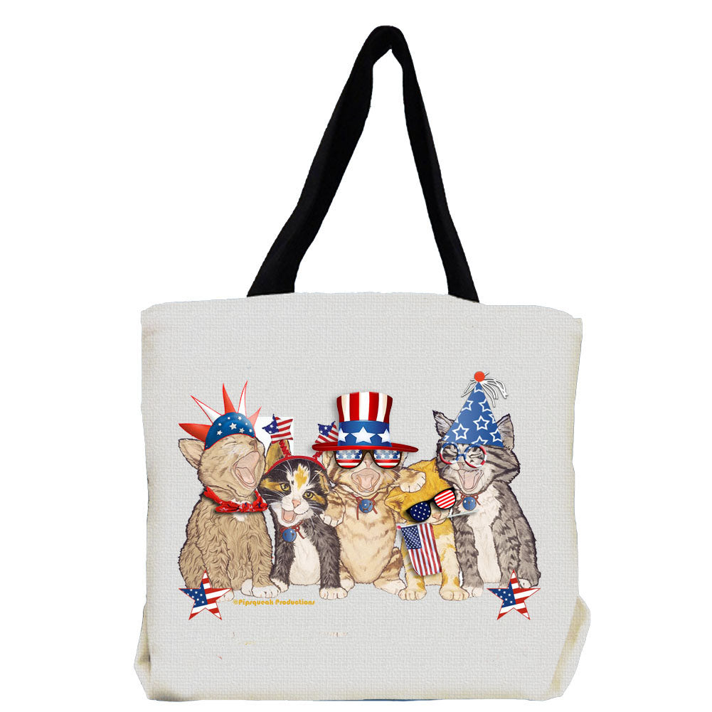Cat Kitty Quintette Patriotic Tote Bag - Pipsqueakproductions