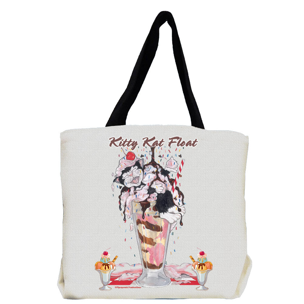 Cat Black and White Cat Kitty Kat Float Tote Bag - Pipsqueakproductions