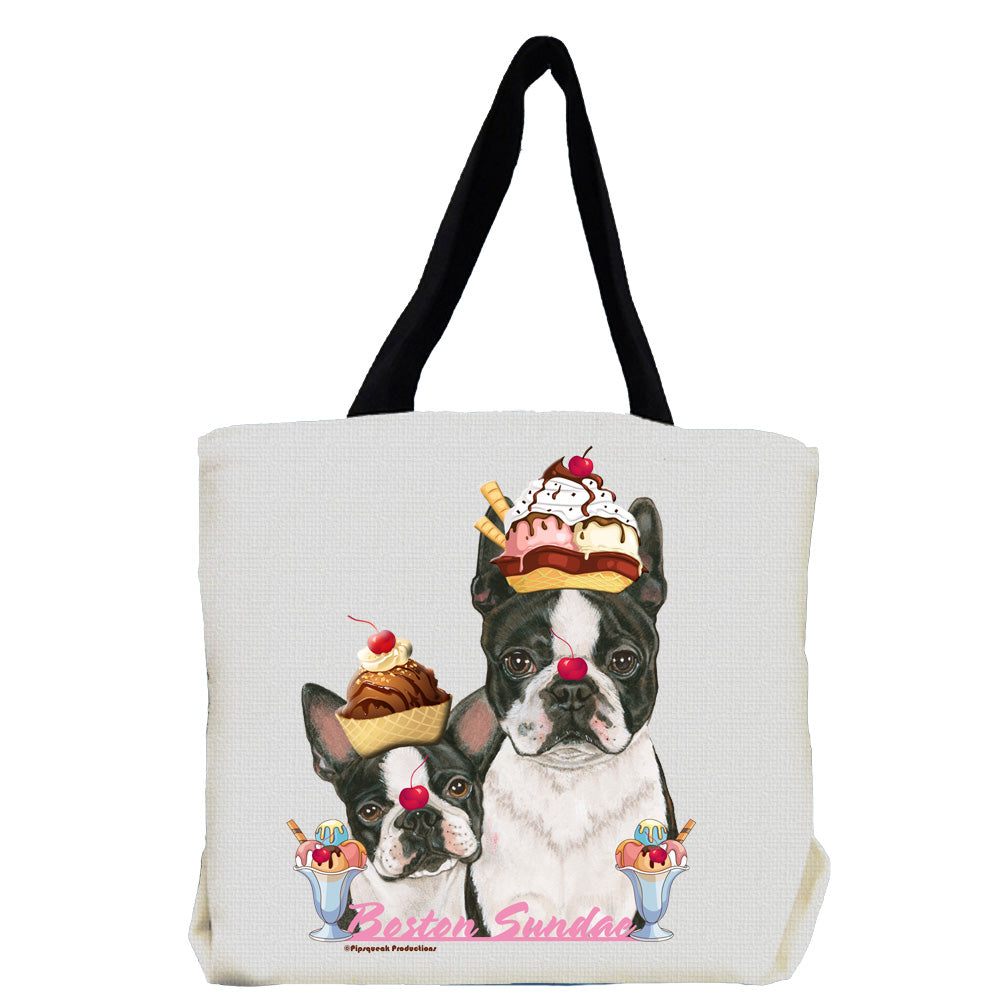 Boston Terrier Sundae Tote Bag - Pipsqueakproductions