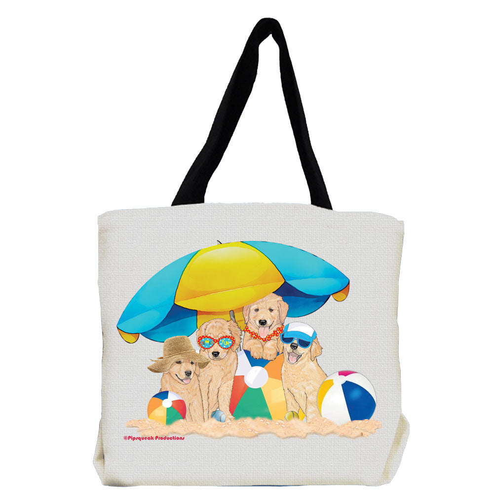 Golden Retriever Dog Beach Pawty Tote Bag - Pipsqueakproductions