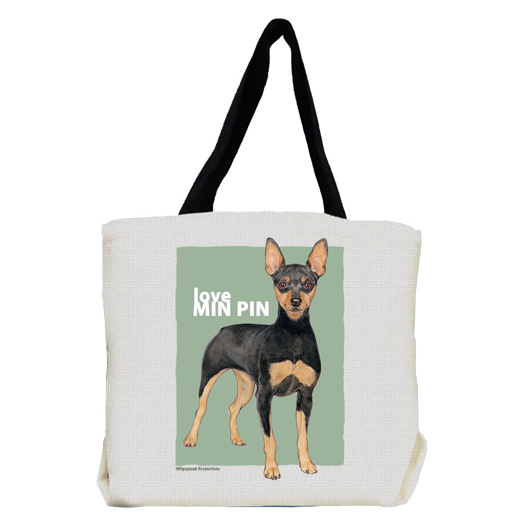 Miniature Pincher Black and Tan Min Pin Tote Bag, Min Pin Gift - Pipsqueakproductions