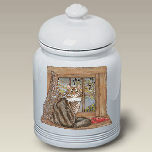 Maine Coon Cat Treat Jar - Pipsqueakproductions