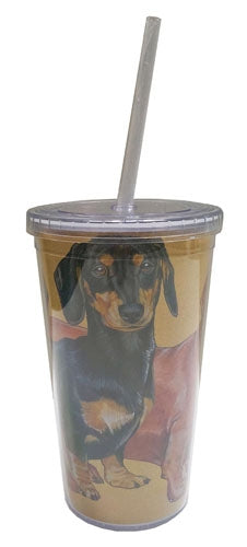 Dachshund Tumbler with Straw, Double Wall, 16 Ounces Acrylic Tumbler, BPA-Free - Pipsqueakproductions