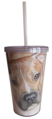 Pit Bull Tumbler with Straw, Double Wall, 16 Ounces Acrylic Tumbler, BPA-Free - Pipsqueakproductions