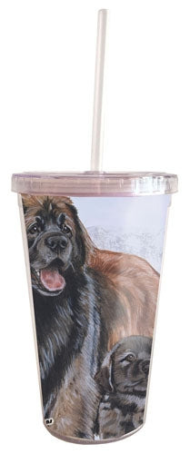 Leonberger Tumbler with Straw, Double Wall, 16 Ounces Acrylic Tumbler, BPA-Free - Pipsqueakproductions