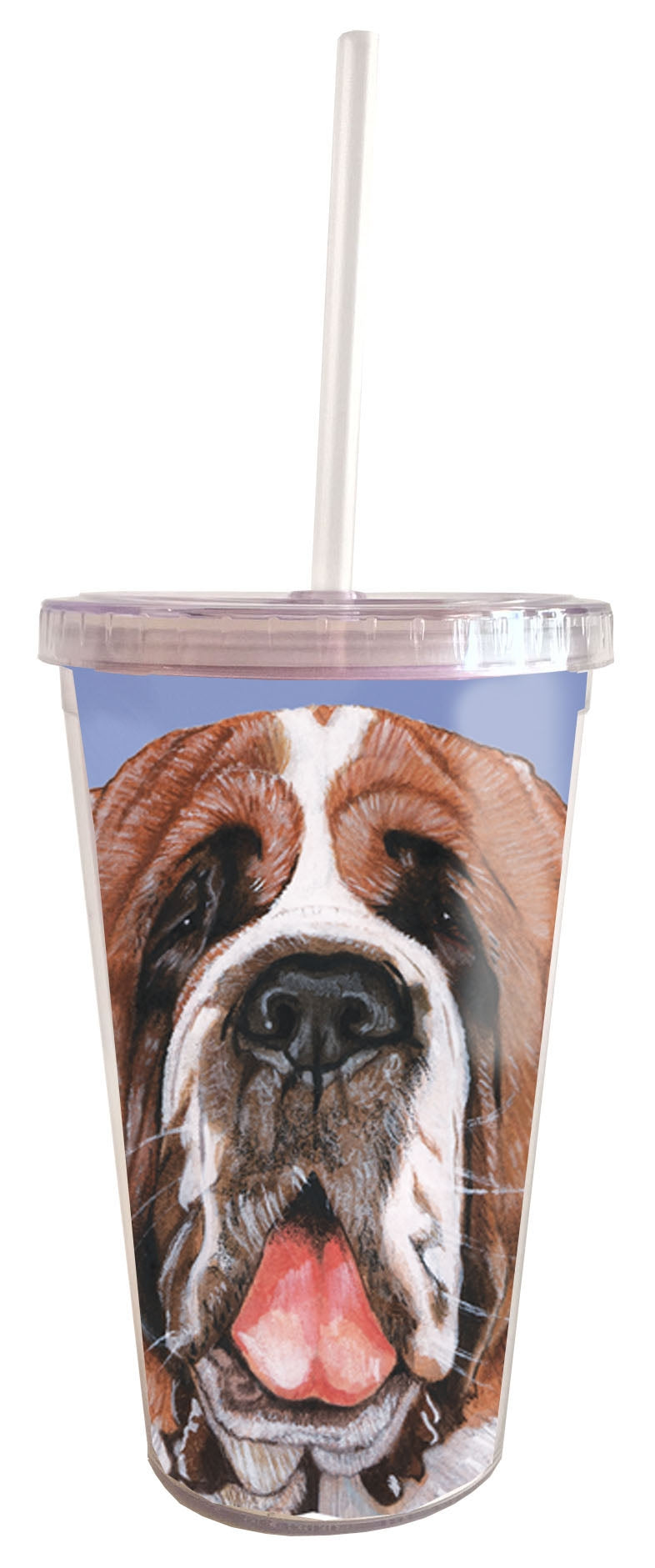 Saint Bernard Tumbler with Straw, Double Wall, 16 Ounces Acrylic Tumbler, BPA-Free - Pipsqueakproductions