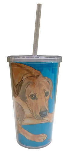 Rhodesian Ridgeback Tumbler with Straw, Double Wall, 16 Ounces Acrylic Tumbler, BPA-Free - Pipsqueakproductions