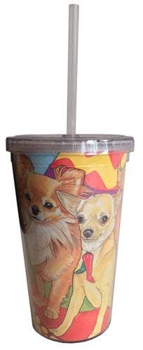 Chihuahua Tumbler with Straw, Double Wall, 16 Ounces Acrylic Tumbler, BPA-Free - Pipsqueakproductions