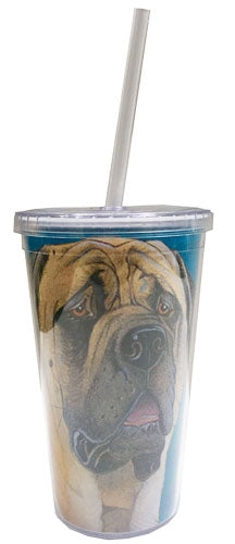 Mastiff Tumbler with Straw, Double Wall, 16 Ounces Acrylic Tumbler, BPA-Free - Pipsqueakproductions