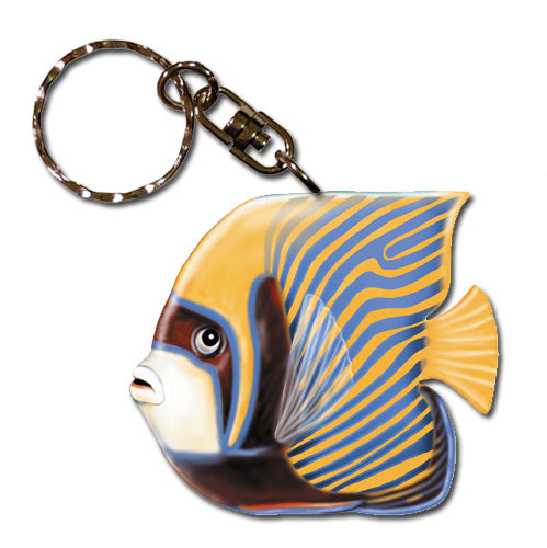 Emperor Angelfish Keychain Wooden - Pipsqueakproductions