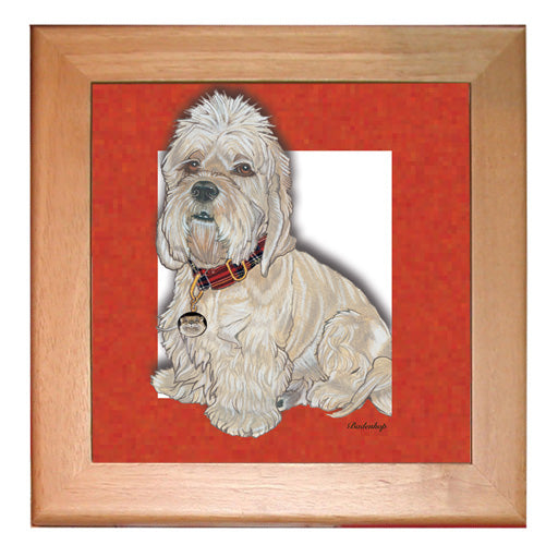 Dandie Dinmont Dog Kitchen Ceramic Trivet Framed in Pine 8" x 8" - Pipsqueakproductions
