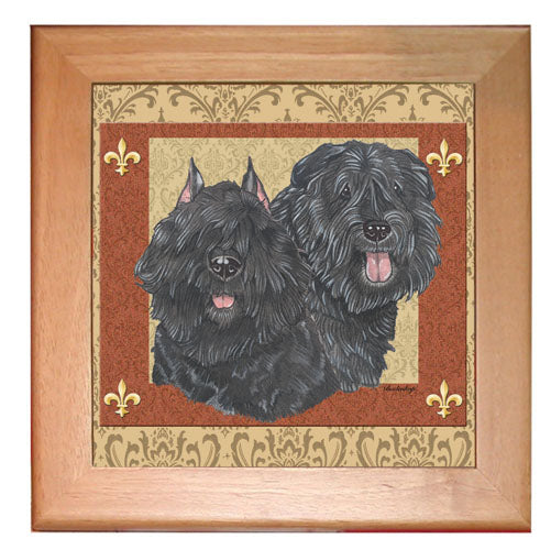 Bouvier Des Flandres Dog Kitchen Ceramic Trivet Frames in Paine 8" x 8" - Pipsqueakproductions