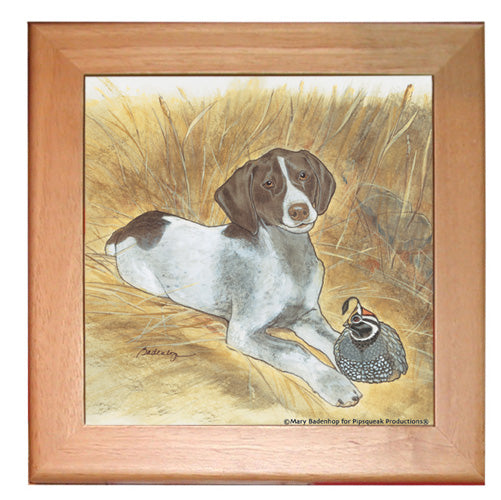 Pointer English Pointer Dog Kitchen Ceramic Trivet Framed in Pine 8" x 8" - Pipsqueakproductions