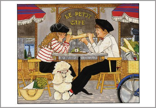 Le Petit Cafe Valentine's Day Card 5 x 7 with envelope - Pipsqueakproductions