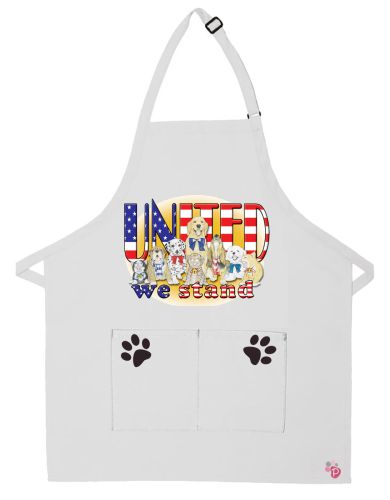 Dogs and Cats Patriotic Apron Two Pocket Bib Apron with Adj Neck
