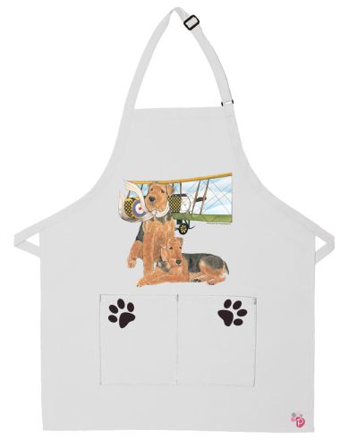 Airedale Terrier Dog Apron Two Pocket Bib Apron with Adj Neck