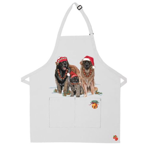 Leonberger Dog Christmas Apron Two Pocket Bib Apron with Adj Neck