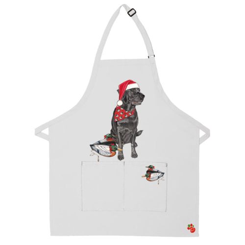 Labrador Black Lab Dog Christmas Apron Two Pocket Bib Apron with Adj Neck