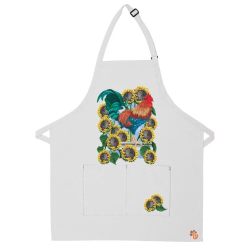 Rooster Autumn Tuscan Sunflowers Apron Two Pocket Bib Apron with Adj Neck