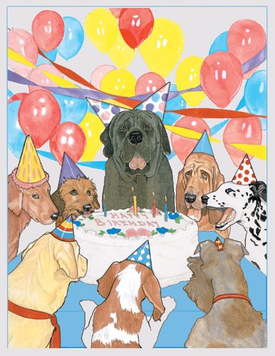 Dogs Party Animals Birthday Card 5 x 7 with Envelope