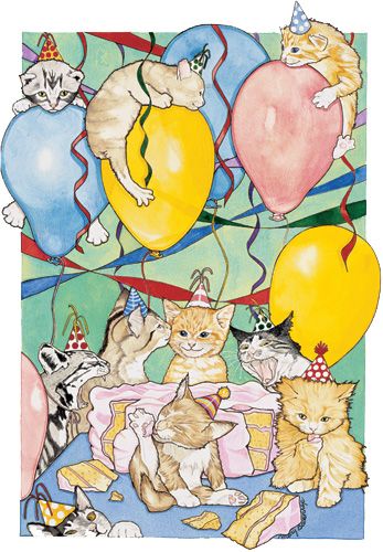 Cats Celebration Birthday Card 5 x 7 with Envelope