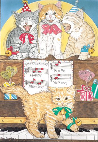 Cats Concerto Birthday Card 5 x 7 with Envelope