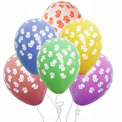 Pet Party Balloons Paw Prints Variety of Colors