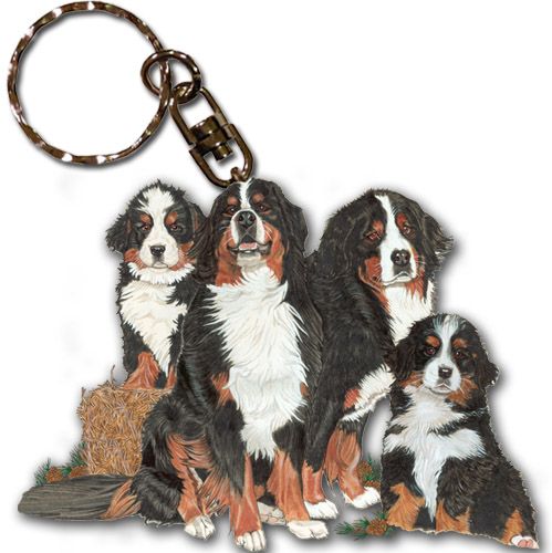 Bernese Mountain Dog Keychain, Souvenir Key Holder, Wooden Die-Cut, Dog Charm Tag, Pet Key Rings, Craft Ornaments