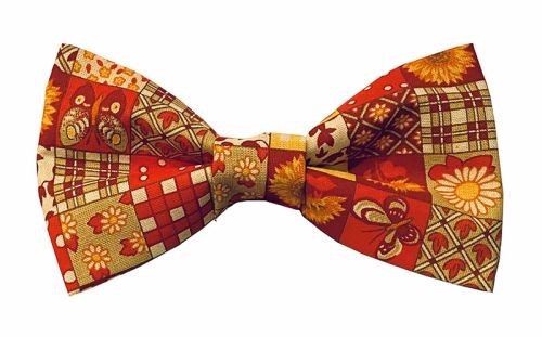 Dog Bow Tie Autumn Fall Patchwork Print