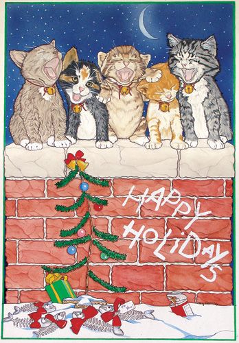 Cat Meow Mates Christmas Cards Set of 10 cards & 10 envelopes