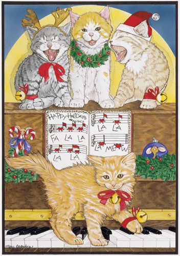 Cat Concerto Christmas Cards Set of 10 cards 10 envelopes