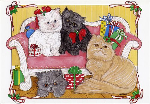 Persian Cat Christmas Cards Set of 10 cards & 10 envelopes