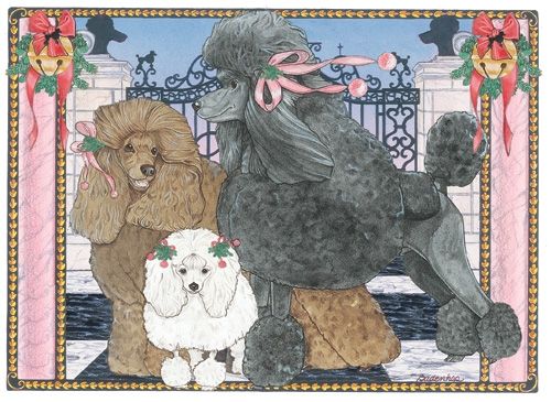 Poodle Christmas Card 5 x 7 with Envelope