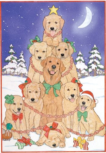 Golden Retriever Christmas Card 5 x 7 with Envelope